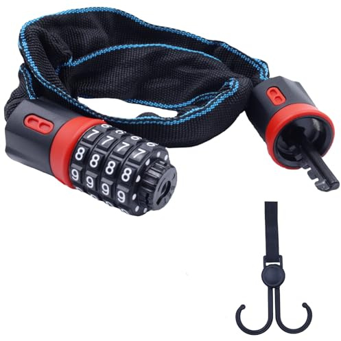 GDJIAJT Fahrradschloss Zahlenschloss Hohe Sicherheit Bike Lock 4-Stellig, 60cm Kettenschloss für Bikes Motorrad E Scooter