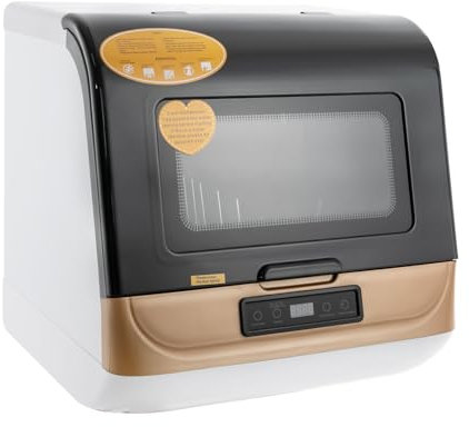 Lave-Vaisselle Portable, Mini-Lave-Vaisselle, 3 Modes De Nettoyage, Lave-Vaisselle, Etre Placé Sur Les Comptoirs, Sous Les Comptoirs, Machines A Laver Et Sur Les Etagères (Doré)