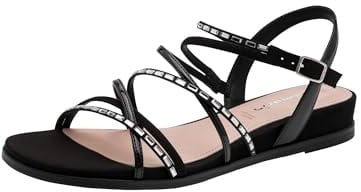 Tamaris Damen Flat Sandals Synthetik, schwarz, 42 EU