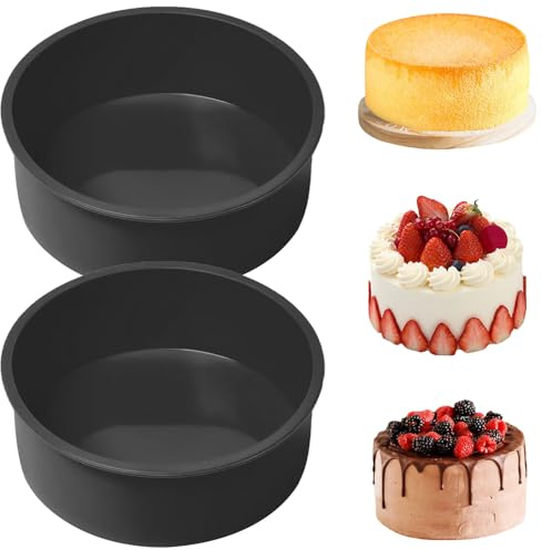 YXHZVON Silikon Backform 15 cm, 2 Stücke Silikon-Motivbackform Rund, Backform für Heißluftfritteuse, Kuchenform für Kuchen und Brote, Schwarz