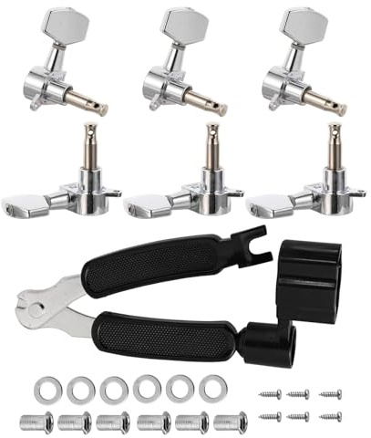 Levemolo Gitarren Stimmmechaniken Voll Geschlossene Wirbel Inkl Multifunktions Saitenschneider Winder und Pin Puller Langlebiges Zubehör für Westerngitarren und Retro Gitarren