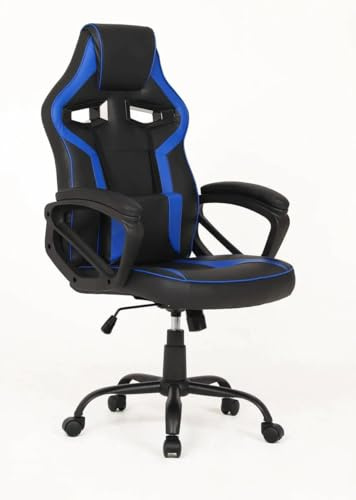 SHIITO | Modelo Marte – Silla Gaming Ergonómica | Confort Total para Largas Sesiones | Diseño Deportivo – Color Negro y Azul – 64,7x115-123,5x67,5 cm