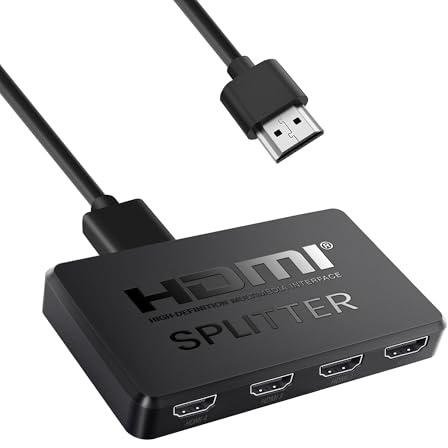 NEWCARE HDMI Splitter 1 in 4 Out (NOT Extended Display), 4K HDMI Verteiler 1 in 4 Out, 4 Monitore Gleichzeitig Full HDTV Blu-Ray DVD (Hdmi Cable Not Included)