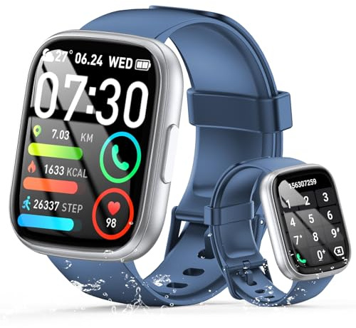 Smart Watch for Men Women Answer/Make Call, 1.95 HD Fitness Watch with Heart Rate/Sleep/Stress Monitor, 2026 Activity Tracker with 110+ Sport Modes, IP68 Waterproof Smartwatch for Android iOS, Blue