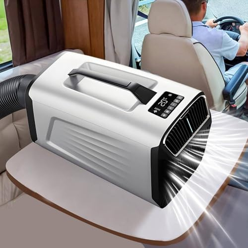 GIZMIT Climatiseur Portable 2 en 1 pour Camping-Car, 5200 BTU, 400 W, Silencieux, avec compresseur, Faible consommation d'énergie, idéal pour tentes et Camping-Cars. Fonction déshumidification Silver