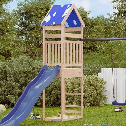LoogCape Spielturm Braun 52,5 x 85 x 265 cm aus massivem Kiefernholz für den Außenbereich mit Rutsche Schaukel und Klettern, wetterfeste Konstruktion, langlebig, geeignet für Kinder im Garten