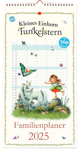 Kleines Einhorn Funkelstern. Familienplaner 2025: Kalender für die ganze Familie, mit 500 Stickern