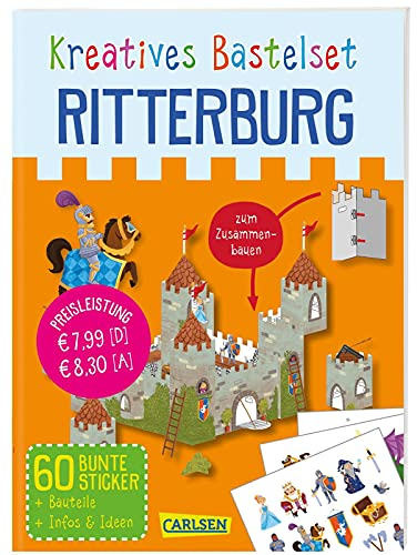 Bastelset für Kinder: Kreatives Bastelset: Ritterburg: Set mit Bauteilen, Stickern und Anleitungsbuch