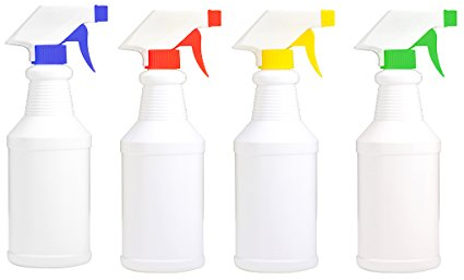 Wei Xi Professional Plastic Spray Bottles for Cleaning Solutions Leak Proof Technology Empty 500 ml/16 oz Value Pack of 4 Professional Heavy-Duty Multi Purpose Empty Spray Bottles