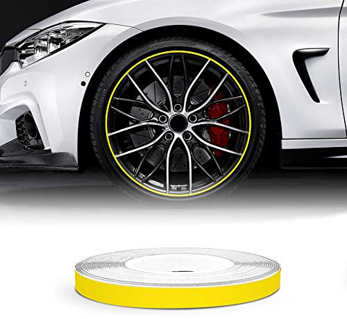 4R Quattroerre.it 10303 Reflektierende Dekorstreifen für Felgen, Wheel Trim Stripes Gelb, 5 mm x 6 mt