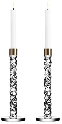 Orrefors Carat Kerzenständer aus Kristall/Messing, 29,1 cm, 1 Paar