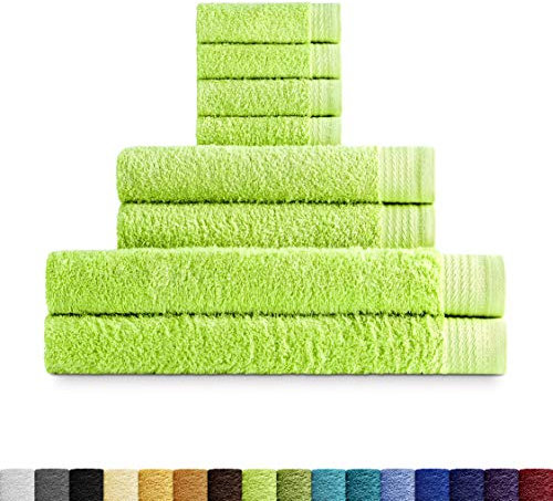 Eiffel Textile Juegos de Toallas Calidad Rizo 600 gr, Algodón Egipcio 100%, Lima, Tocador Lavabo y Sabana, 8 Unidades