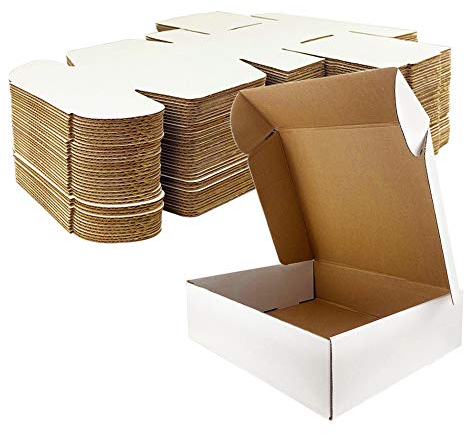 Giftgarden Carton d'Expédition Pliable 178x127x51 MM Lot de 25, Boîte en Carton Automontable pour l’expédition ou Le Stockage, Blanc