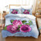 NEWAT Parure de lit en microfibre 3D 2/3 pièces avec housse de couette et taies d'oreiller Motif roses rouges (A6200 x 200 cm)