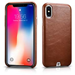 MH QUALITY Lederhülle für iPhone X/XS, Vintage Leder Echtleder (Rind) Hardcover Handyhülle Case | Braun