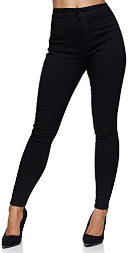 Elara Damen Jeans High Waist Slim Fit Chunkyrayan 201D Schwarz 42 (XL)