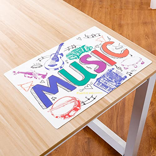 Tovagliette Americana Plastica Lavabili Scarabocchio Colorato Musica Tovagliette Colazione PVC Sottopiatti Antiscivolo Tovagliette Americane Antiscivolo Tovaglietta Resistente Al Calore 30x45cm 6 Pcs