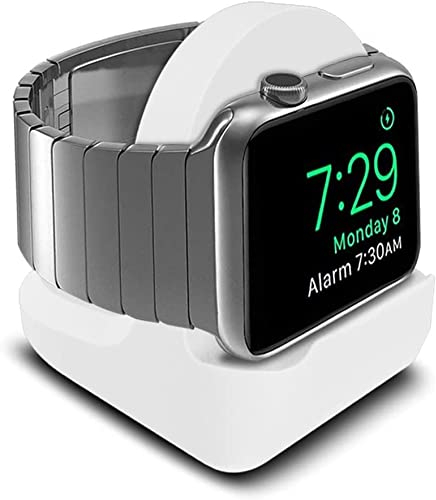 TUCANA Charger Stand Compatible with Apple Watch Series iWatch 10/9/8/7/6/SE/5/4（45mm/44mm/41mm/40mm) and Series 3/2/1, Nightstand Mode, Durable Silicone with Non-Slip Stable Base (White)