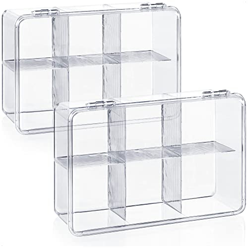 com-four® 2x Aufbewahrungsbox für Tee und Teebeutel - Teebox aus transparentem Kunststoff mit 6 Fächern - Teekiste zur Teeaufbewahrung (2 Stück - ohne Aufschrift)