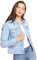 Roman Originals Jean Denim Jacket for Women UK - Ladies 100% Cotton Summer Casual Stretch Crop Smart Utility Trucker Biker Fitted Vintage Wash Faded Classic Jeans Work - Light Blue - Size 12