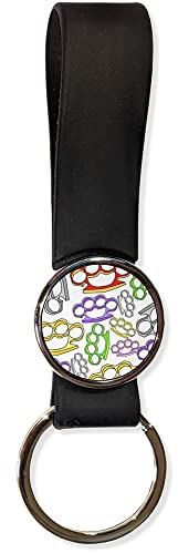 BadgeBeast.co.uk Knuckle Duster Pattern - Black Silicone Loop Key Ring