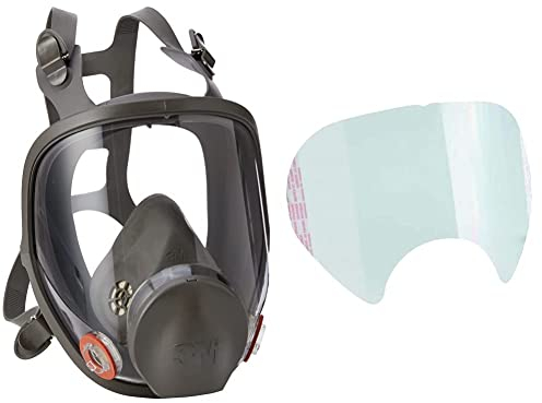 3M Silikon-Vollmaske, Größe M, 1 Stück, 6800M, EN-Sicherheit zertifiziert & 7000029666 6885 Visier-Schutzfolie, Transparent, 25 Stück