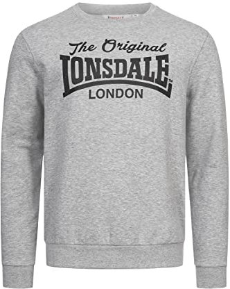 Lonsdale Herren Rundhals Sweatshirt Normale Passform BURGHEAD Marl Grey/Black 3XL