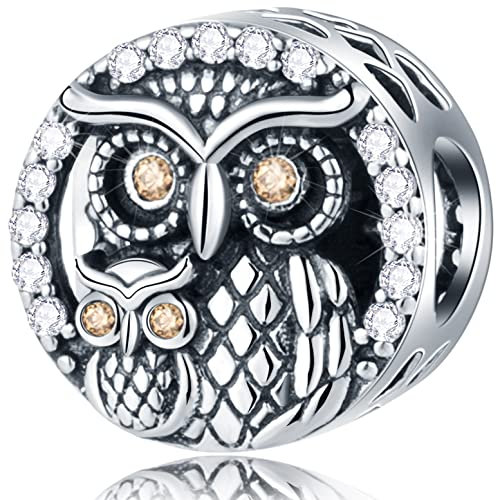 Mama und Baby Eulen Charms, passen Pandora ersten Muttertag Armband, immer an Ihrer Seite Eule Familie CZ Perlen in 925 Sterling Silber, Tier Geschenke für Halloween/Schwiegermutter/Kind/Junge/Mädchen