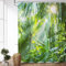 ASDCXZ Duschvorhang Wald 180x220 cm, Naturlandschaft Grün Wald Sonnenschein Motiv Wasserdicht Textil Bad Duschvorhänge Waschbar Polyester Stoff Duschvorhang für Badewanne mit 12 Duschvorhang Hake