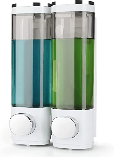 goldenwarm Seifenspender Wandbefestigung Ohne Bohren Schwarz&Weiß Plastik Spülmittelspender Geeignet für Küche Bad WC für Duschgel Shampoo Seife (2 x 300ml)