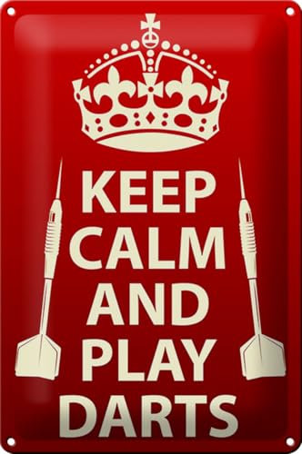 FEMER Blechschild Spruch 20x30cm Keep Calm and Play Darts