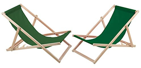 WOODOK Conjunto de Tumbonas de Madera de Haya (Green)