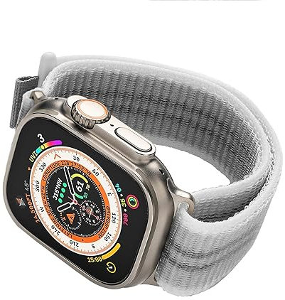 Ringke Sports Air Loop Compatible con Apple Watch Ultra 2/1, 10 46mm, 9/8 / 7 45mm, SE 44mm, Cinturino Polso Regolabile Traspirante Leggero Nylon Elastico - Summit White