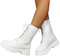 FGUUTYM 37 – 42 Stivali con lacci da donna bianchi, con chiusura lampo laterale, stivaletti a mezza altezza, stivali da equitazione, bianco, 39 EU