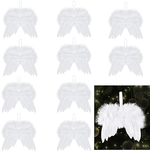 Weiß Klein Engelsflügel, 10 Stücke Engel Flügel Weihnachtsbaum, Engelsflügel Deko, hängende Engelsflügel, Weiß Klein Engelsflügel, Für Weihnachten, Haus Hochzeit Party Dekoration