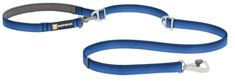 RUFFWEAR Leash, Switchbak, Hundeleine mit Verstellbarer Länge und 2 Verschlussclips, über der Schulter, in der Hand, Koppler, doppelt geklippt, Einheitsgröße, Blue Pool