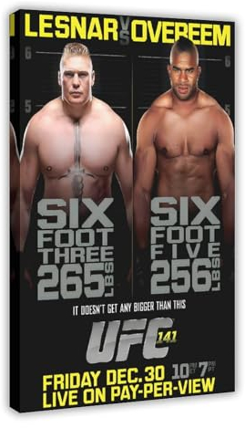 DEZARO Boxing-UFC 141 Brock Lesnar vs. Alistair Overeem Fight Poster Leinwand Poster Schlafzimmer Dekor Sport Landschaft Büro Zimmer Dekor Geschenk Rahmenstil 60 x 90 cm
