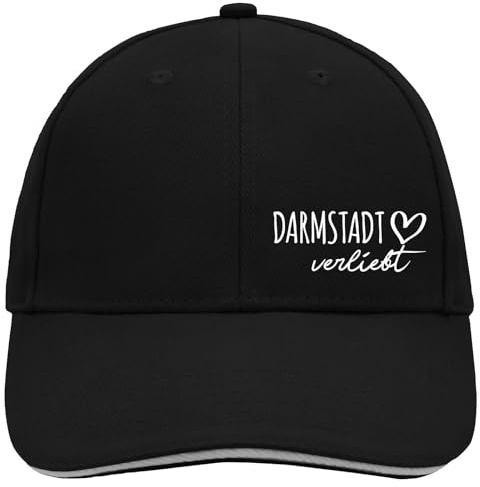 Huuraa Cappy Mütze Darmstadt verliebt Black/Light Grey Baumwolle 6-Panel Kappe Geschenkidee