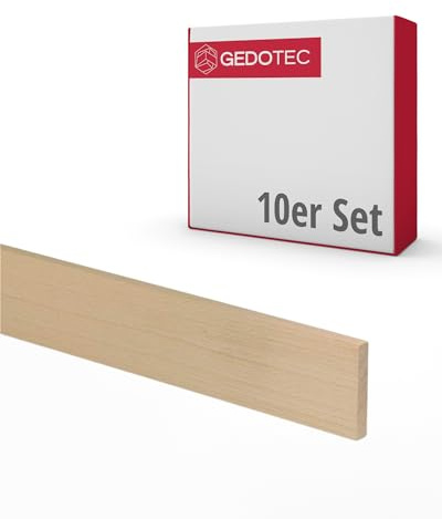 Gedotec Holzleisten zum Basteln und Bauen aus Buche - 95 cm | 10 Stück 5x30x950 mm | BASIC | Kantholz für DIY & Möbelbau – Buchenholzleisten unbehandelt & astfrei
