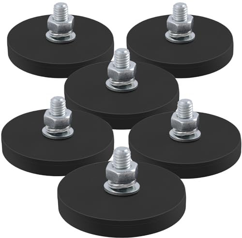 MIN CI 6Stück Neodym Magnete Extra Stark, Magnet mit Gewinde D43x6mm M6 Magneten Schraubbar Flach Magnete mit Loch Senkkopf Magnete zum Anschrauben Autolichter Topfmagnet Groß Magnet Rund
