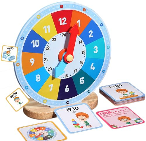Sharplace Lehruhr aus Holz, Lernuhr für Kinder, Motorik-Lernaktivitäten, Montessori-Baby für 3-, 4- und 5-jährige Kleinkinder
