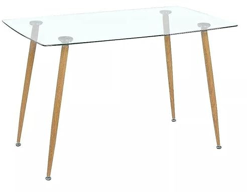 S & S Saldos y Stocks Mesa Cristal Templado Estilo Nordico 120cm. Comedor o Cocina Cambria