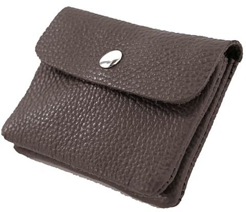 modamoda de P09 Damen Münzgeldbörse Geldbörse Portemonnaie Klein Leder Made in Italy P09, Farbe:Anthrazitgrau