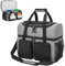 HEDUGO Double Bowling Ball Bag - 2 Ball Capacity, Side Pockets, Back Compartment & Padded Cushion - Fits Men's Size 16 Bowling Shoes & Accessories