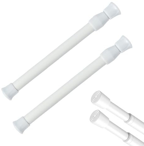 EIHI 2 Stück Teleskopstange, Klein Ausziehbare Klemmstange, Klemmstange ohne Bohren, verstellbare kleine Spannstange für Duschvorhangstange, Kleiderstange, Schränke, Bücherregal (30-50cm)