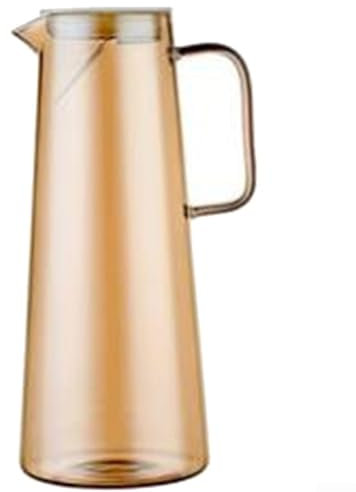 Caraffa in vetro colorato con coperchio, bollitore per acqua di raffreddamento, corpo diritto in vetro ambrato, grande capacità con filtro a compartimento per tè, bollitore per succhi di frutta (B)