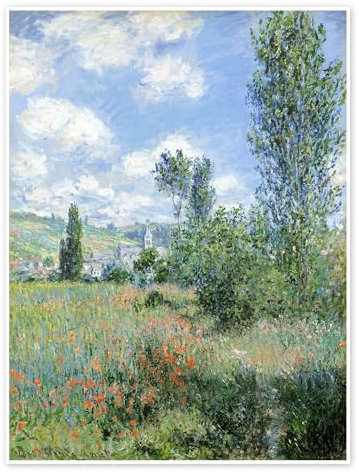 Weg durch die Mohnblumen Poster von Claude Monet 50 x 70 cm Grün Wandbilder Wanddeko