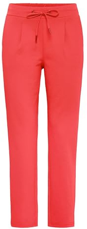 b.young BYRizetta Damen Hose Stoffhose Pants mit Stretch Kordelzug Bundfalten Eingrifftaschen Slim fit, Größe:XXL, Farbe:Poinsettia (171654)
