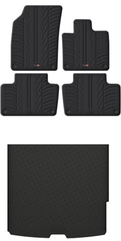 TRAVALL Rubber Boot Mat & Floor Mats Bundle compatible with Volvo XC90 (2014-) Premium Rubber Car Mats Easy to Clean Black Anti Slip All-Weather Protection