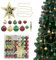 Daniel James 50-Piece Christmas Baubles Set – Shatterproof Hanging Baubles with Bead Chain & Star Tree Topper - Christmas Tree Decorations & Xmas Ornaments - Traditional Red & Gold